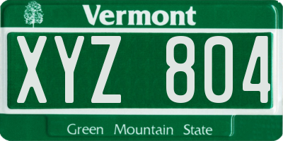 VT license plate XYZ804