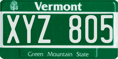 VT license plate XYZ805