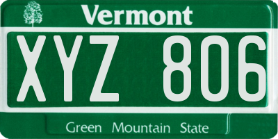 VT license plate XYZ806