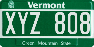 VT license plate XYZ808