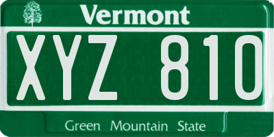 VT license plate XYZ810