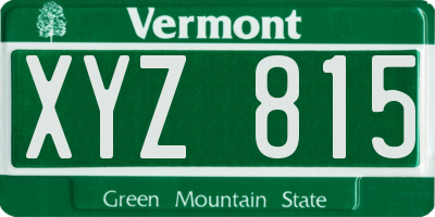 VT license plate XYZ815