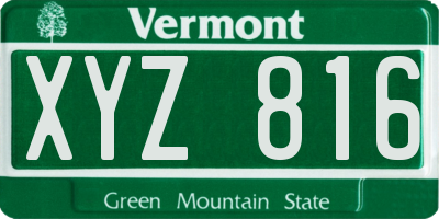 VT license plate XYZ816