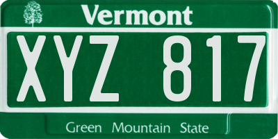 VT license plate XYZ817
