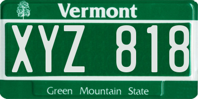 VT license plate XYZ818