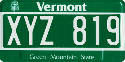 VT license plate XYZ819