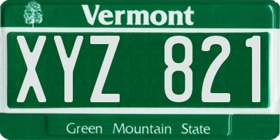 VT license plate XYZ821