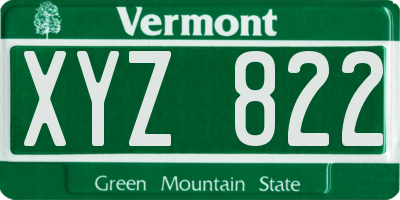 VT license plate XYZ822