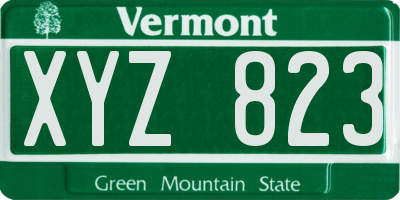 VT license plate XYZ823