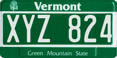VT license plate XYZ824