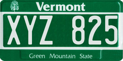 VT license plate XYZ825