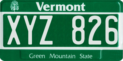 VT license plate XYZ826