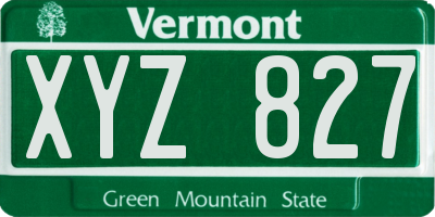 VT license plate XYZ827