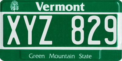 VT license plate XYZ829