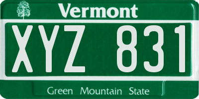 VT license plate XYZ831