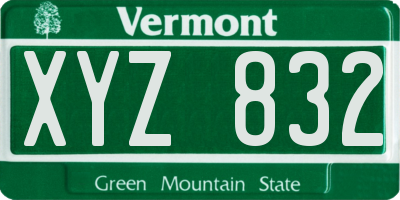 VT license plate XYZ832
