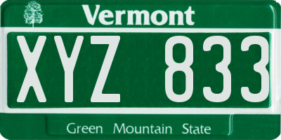 VT license plate XYZ833