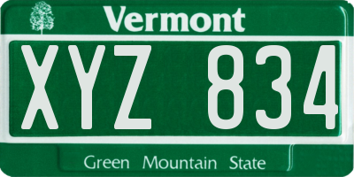 VT license plate XYZ834
