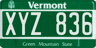 VT license plate XYZ836
