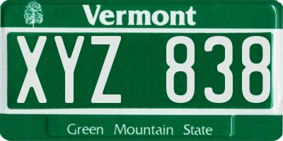 VT license plate XYZ838
