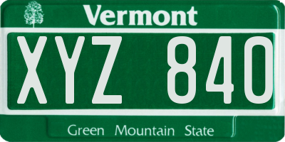 VT license plate XYZ840
