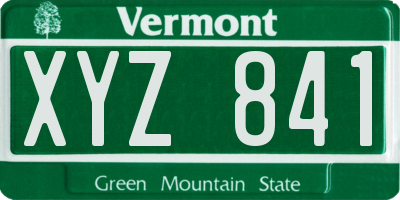 VT license plate XYZ841