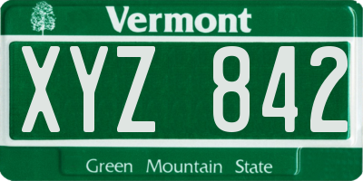 VT license plate XYZ842