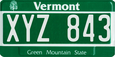 VT license plate XYZ843