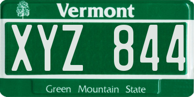 VT license plate XYZ844