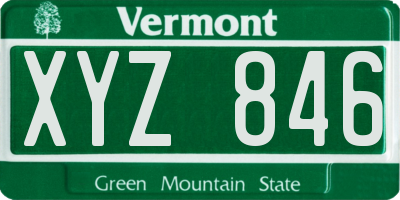 VT license plate XYZ846