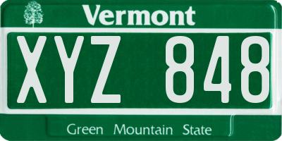 VT license plate XYZ848