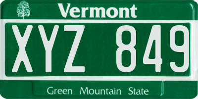 VT license plate XYZ849