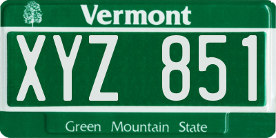VT license plate XYZ851