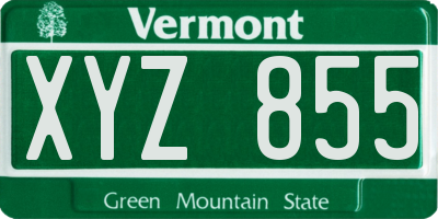 VT license plate XYZ855