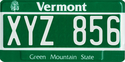 VT license plate XYZ856