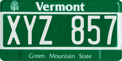 VT license plate XYZ857