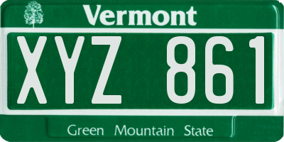 VT license plate XYZ861