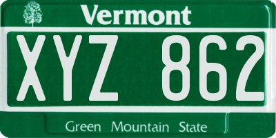 VT license plate XYZ862