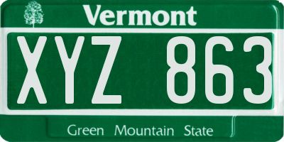 VT license plate XYZ863