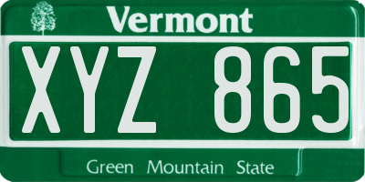 VT license plate XYZ865