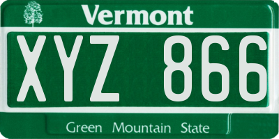 VT license plate XYZ866