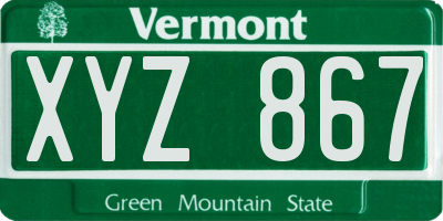 VT license plate XYZ867