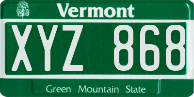 VT license plate XYZ868