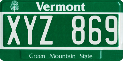 VT license plate XYZ869