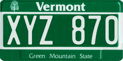 VT license plate XYZ870