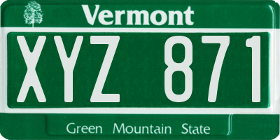 VT license plate XYZ871