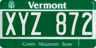 VT license plate XYZ872