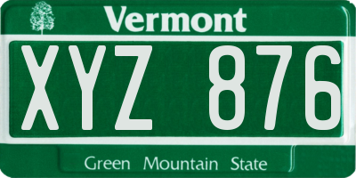 VT license plate XYZ876