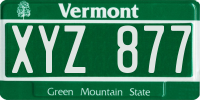 VT license plate XYZ877