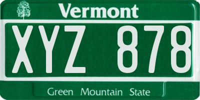 VT license plate XYZ878